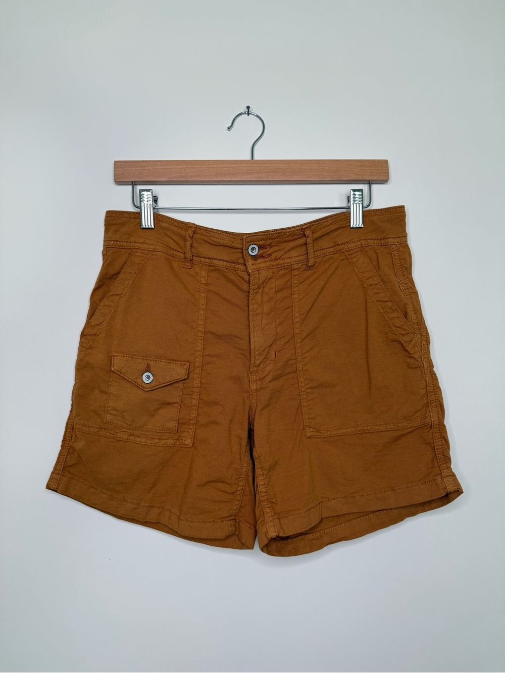 Anthropologie The Wanderer Utility Shorts Size 28 Rust Linen Blend